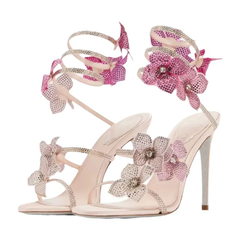 Street Fashion Shoes - Eilyken Sexy CRYSTAL Flower Thin High