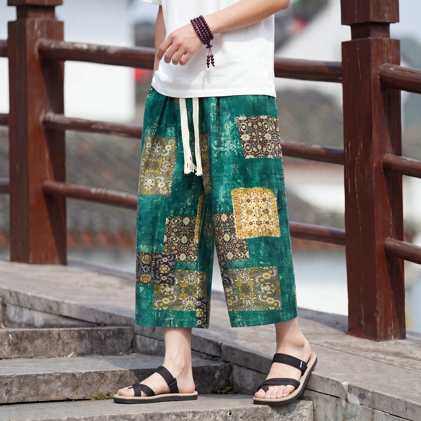Cargo Pant Wide - Casual Loose Men's Wide Leg Seven-Foot