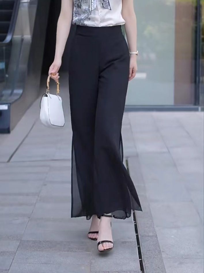 High Slit Solid Black Loose Yo - đánh giá và giá Fashion Street Yoga