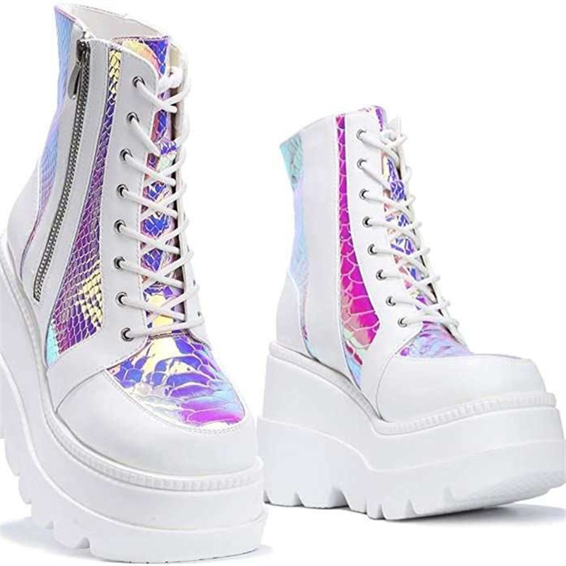 Women's Pink Holographic Platf - đánh giá và giá Street Fashion Punk