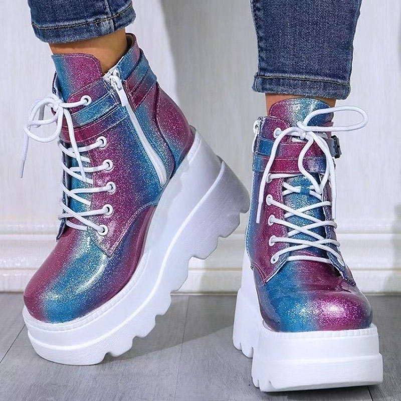Women's Pink Holographic Platf - đánh giá và giá Street Fashion Punk