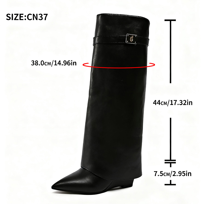 Black Pu Leather Knee High Boo - đánh giá và giá Street Fashion Punk