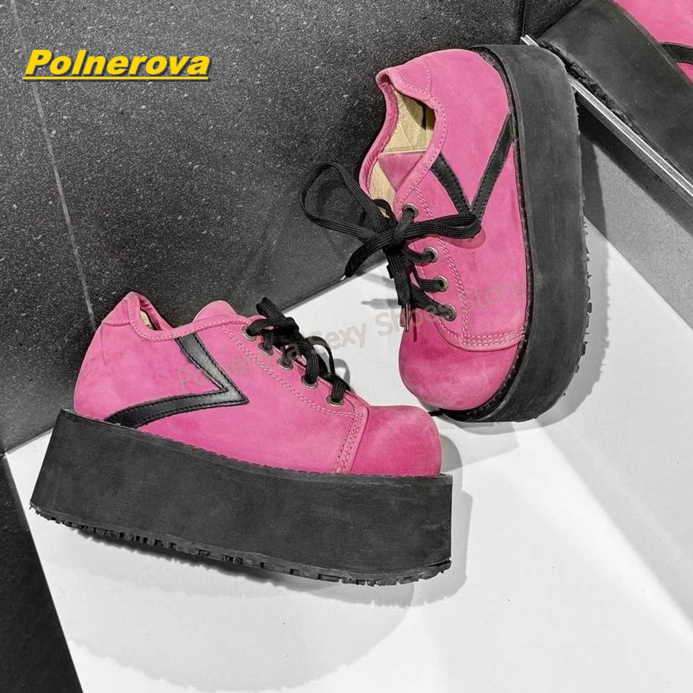 Hot Pink Rainbow Laces Platfor - đánh giá và giá Street Fashion Y2K
