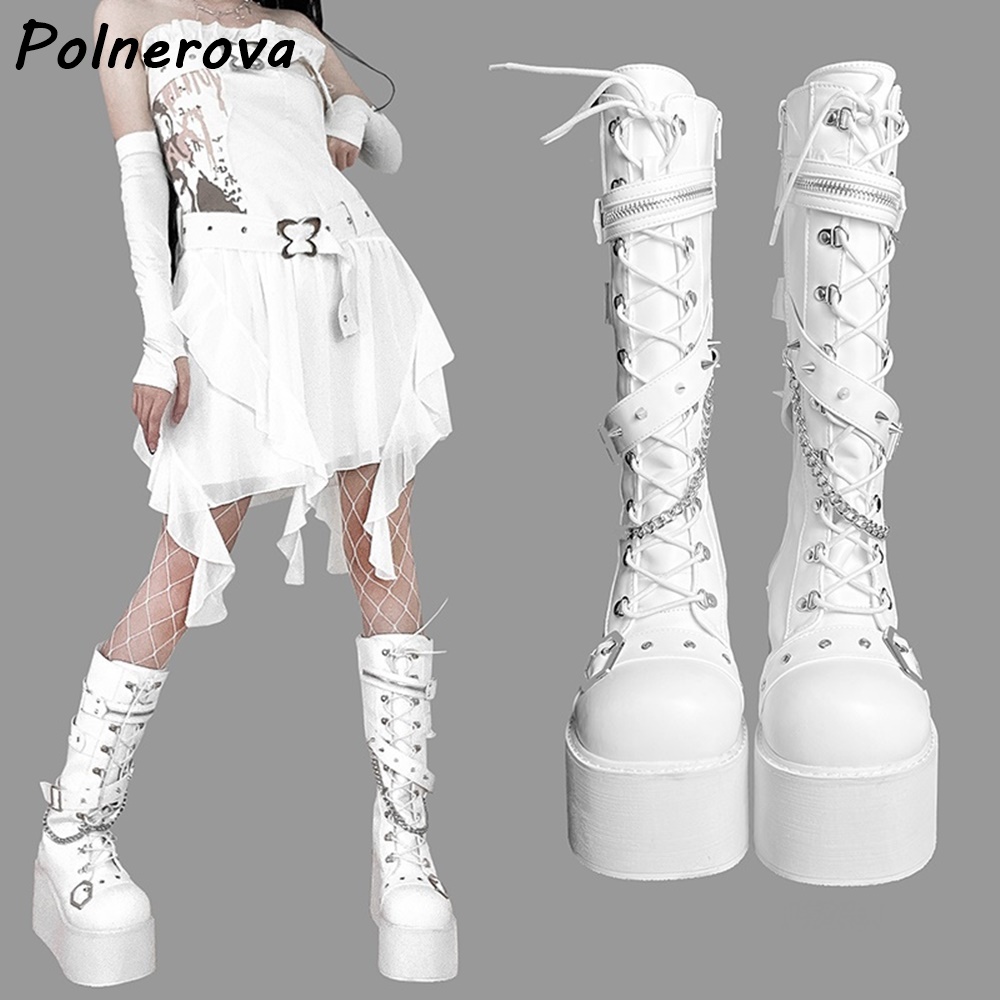 Black Platform Metal Chain Boo - đánh giá và giá Street Fashion Punk
