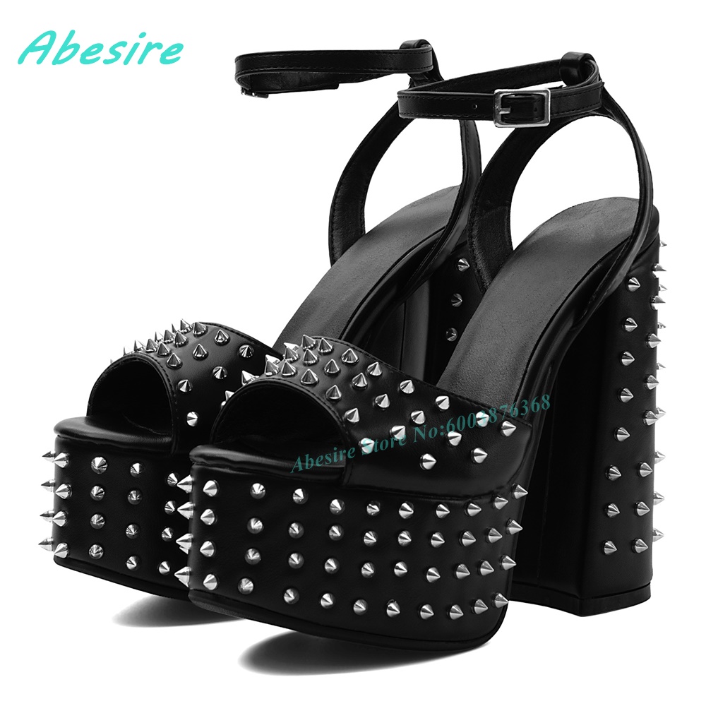 Black Faux Leather Rivet Platf - đánh giá và giá Street Fashion Punk