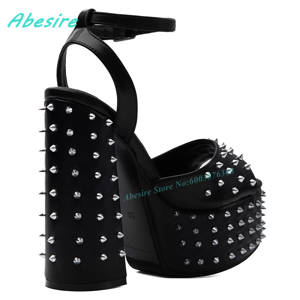 Black Faux Leather Rivet Platf - đánh giá và giá Street Fashion Punk