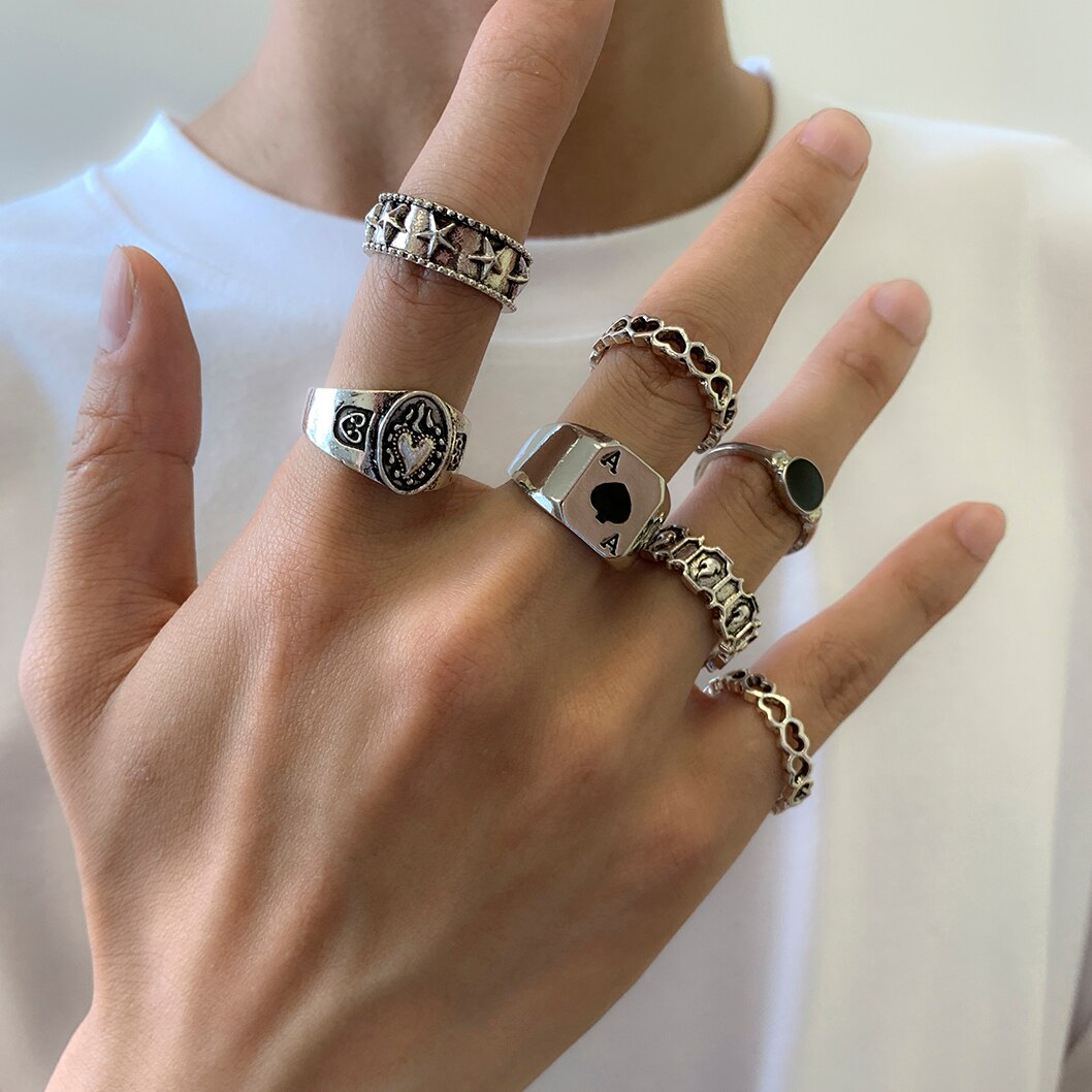 7Pcs/Set Goth Carved Heart Pok - đánh giá và giá Street Fashion Goth