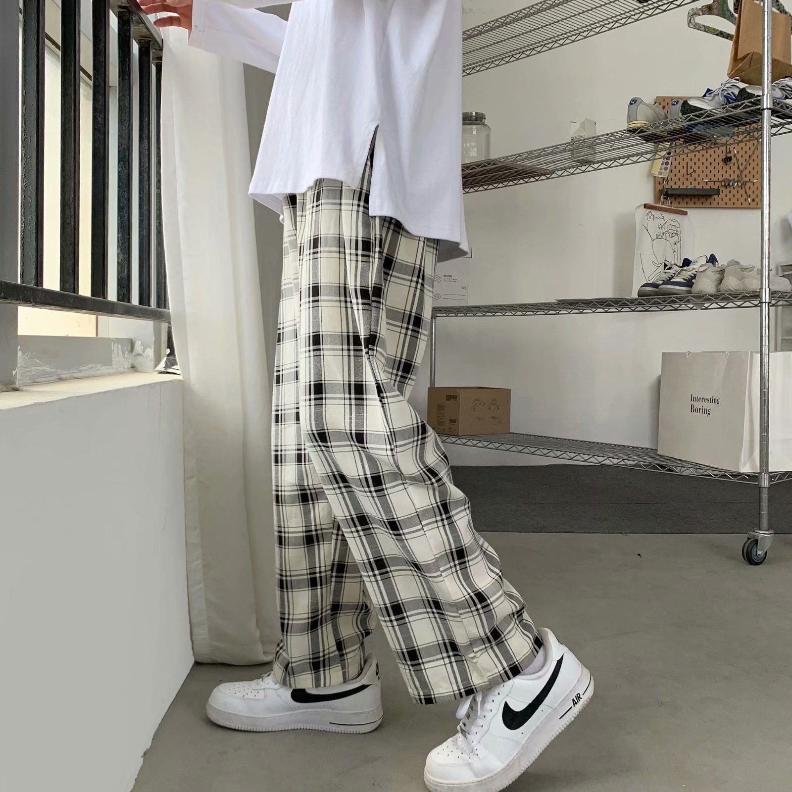 Men Plaid Pants Korean Style L - đánh giá và giá Cargo Pant Wide